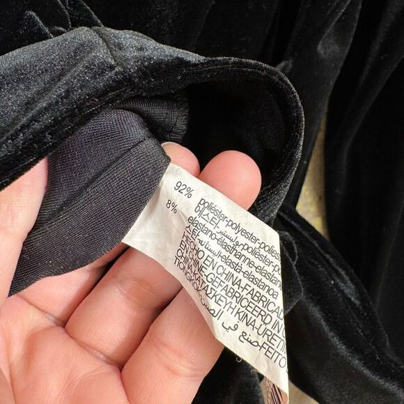 Zara Deep Black Velvet Wrap Front Tie Back Long Sleeve Bouse Medium - Picture 7 of 7